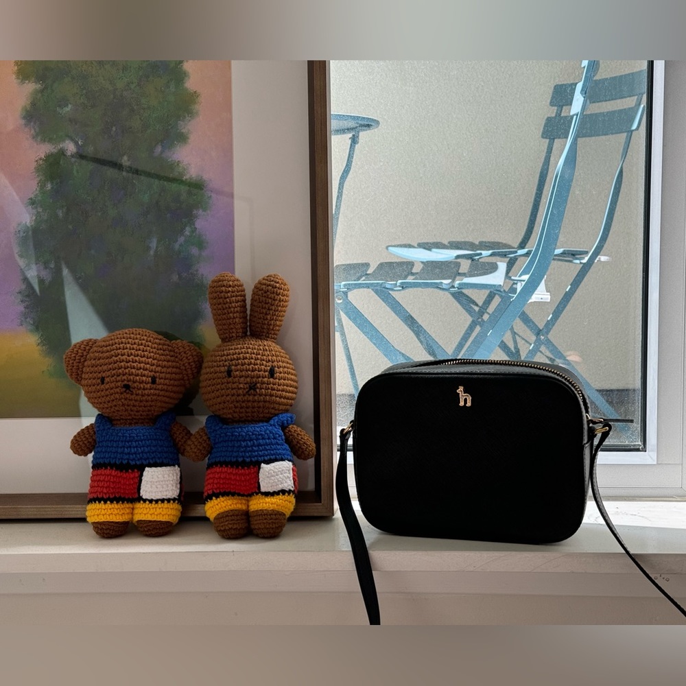 Black leather crossbody bag